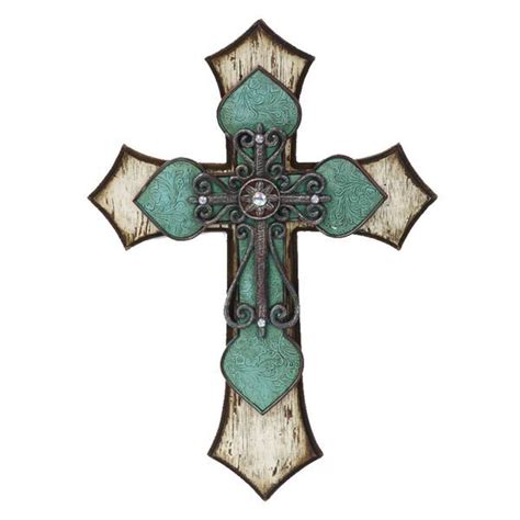 Paseo Road By Hiend Accents Triple Layer Turquoise Cross Wall Décor