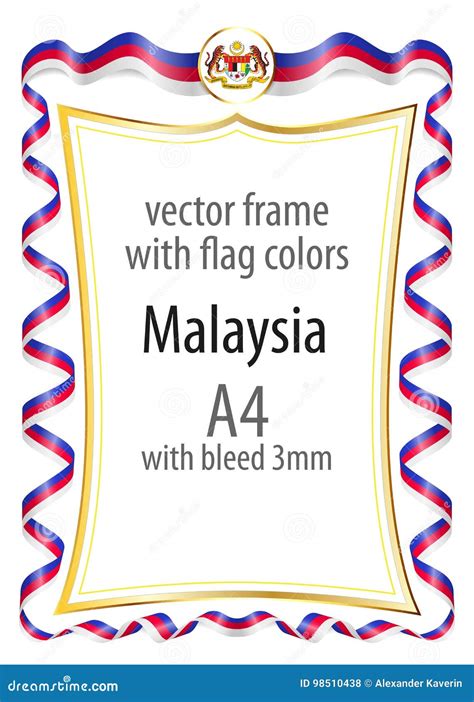 Frame And Border Of Ribbon With The Colors Of The Malaysia Flag Stock