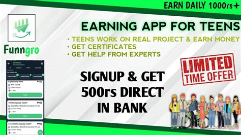 Money Earning App For Teens Funngro App Earn Daily Rs