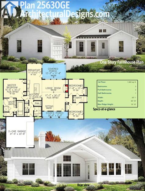 Plan 25630ge One Story Farmhouse Plan New American Home Plans