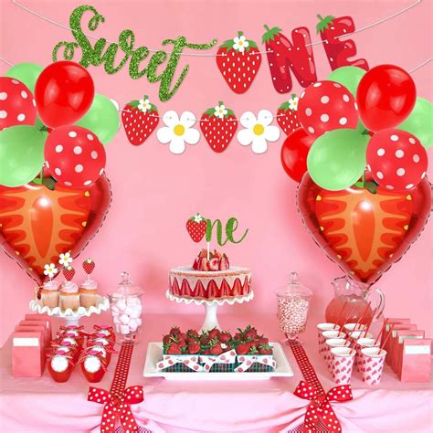 Strawberry 1st Birthday Party Decoration Set Strawberry Sweet Etsy