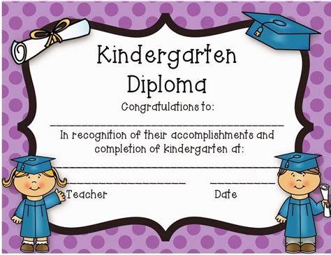 Graduation Free Printable Kindergarten Certificate Template Printable