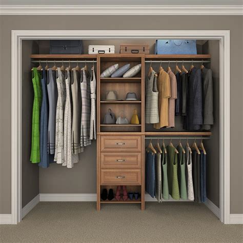 Your closet should be visually appealing and well organized. ClosetMaid Impressions Basic Plus 60" W - 120" W Walnut Wood Closet System-17013 - The Home Depot