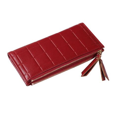 Dual Zipper Designer Women Clutch Wallet Solid Embossed Square Wallets