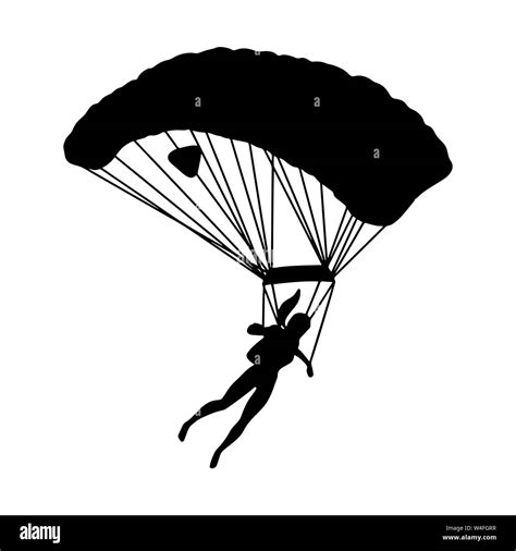 Young Woman Parachute Vector Illustration Black And White Stock Photos