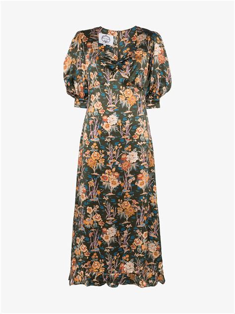 Evi Grintela Vanessa Floral Print Silk Maxi Dress Browns