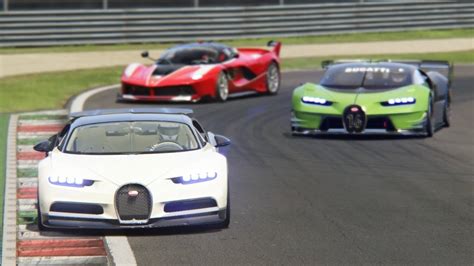 Battle Bugatti Chiron Vs Bugatti Gt Vision Vs Ferrari Fxx K At Monza
