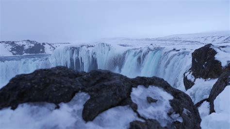 Iceland Winter Stunning Godafoss Waterfall Stock Footage Sbv 321925544