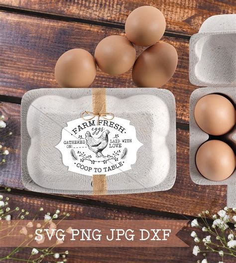 Egg Carton Label Svg And Printable Farm Fresh Eggs Tag Coop Etsy