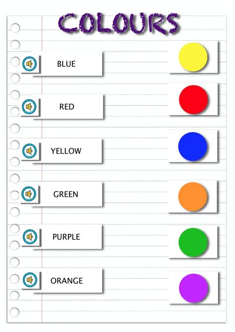 Colours Online Exercise For First