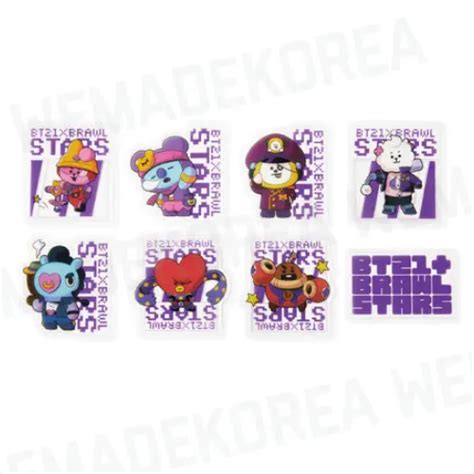Bt21 X Brawl Stars Character Epoxy Sticker Pack Official K Pop