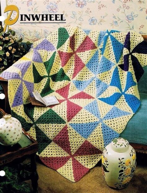 Pinwheel Annies Attic Crochet Afghan And Quilt Pattern