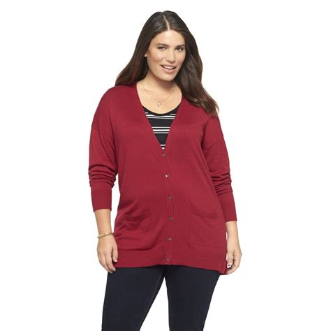 Womens Plus Size Long Sleeve Cardigan Sweater Ruby Pure Energy Long
