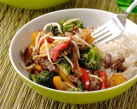 Rundvlees- teriyaki met groenten en witte rijst