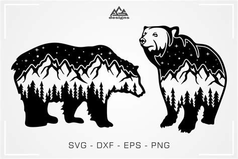Bear Landscape Mountain Svg Design | DIGITANZA | Mountain ...