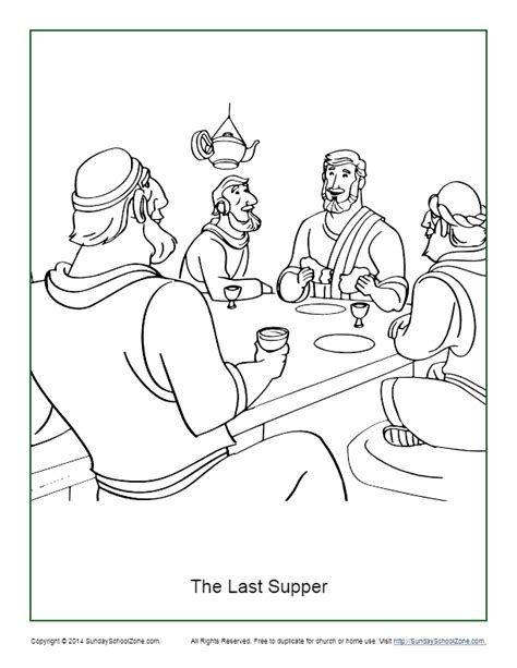 Last Supper Coloring Page For Maundy Thursday On Sunday School Zone
