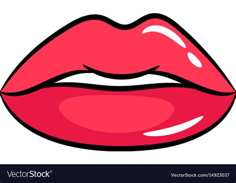 Female Red Lips Sticker Royalty Free Vector Image