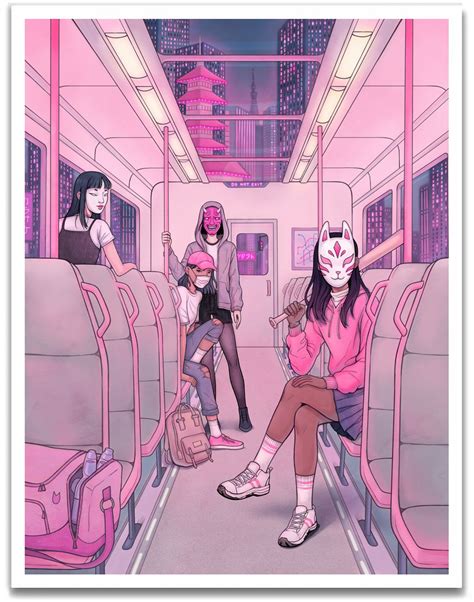 Haylee Morice — Night Ride Print Kawaii Art Girls Cartoon Art Animation Art