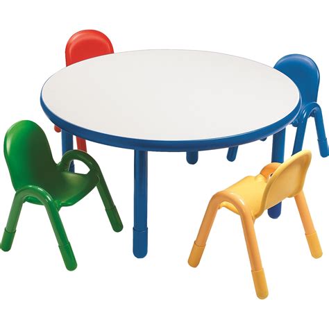 Angeles Round Baseline Preschool Table And Chair Set In Royal Blue