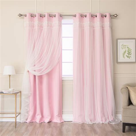 Light pink panel curtains protect against uv rays and sunlight which can damage floors and furniture, thus saving you money that could have been wasted on expensive repairs and replacements. Best Home Fashion New Pink 84 in. L Elis Lace Overlay ...