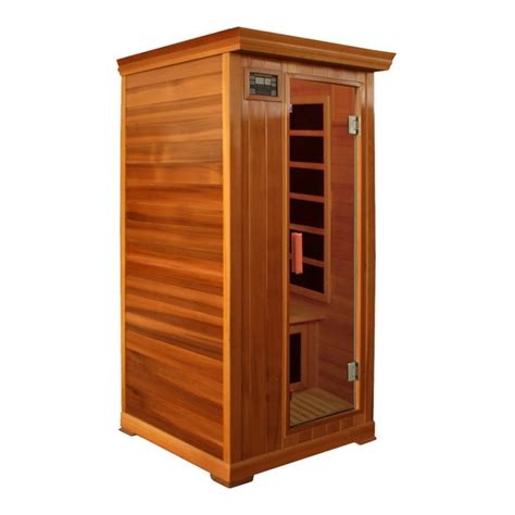 Crystal Sauna 1 Person Cedar Infrared Sauna With Six Carbon Heaters And Color Therapy Lights