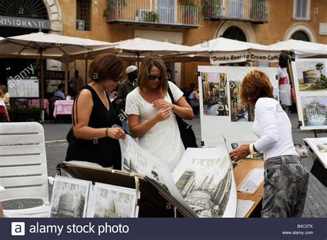 Art Market At Piazza De Navona Rome Italy Stock Photo Alamy