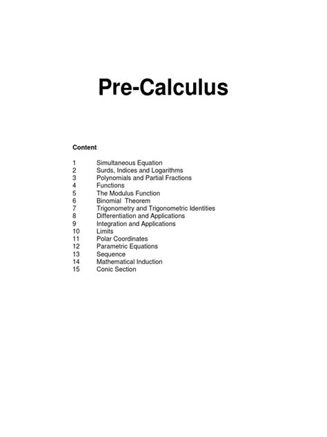 Pre Calculus Pdf