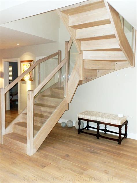 Timber Staircase Braishfield Hampshire Oak Treads And Glass Panels