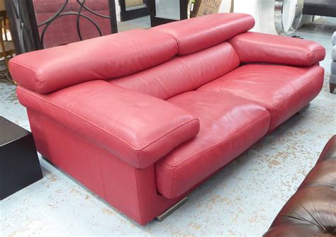 Roche Bobois Ultimate Sofa With Articulating Neck Rests Red Leather