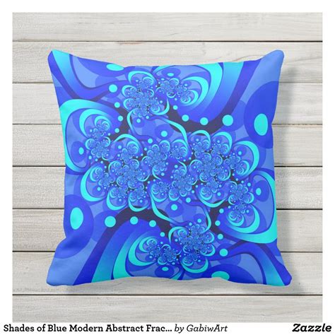 Shades Of Blue Modern Abstract Fractal Art Outdoor Pillow In 2021 Outdoor Pillows