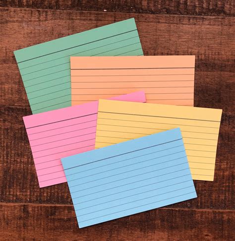 3x5 Line Ruled Index Cards Colored 50 Pack Etsy