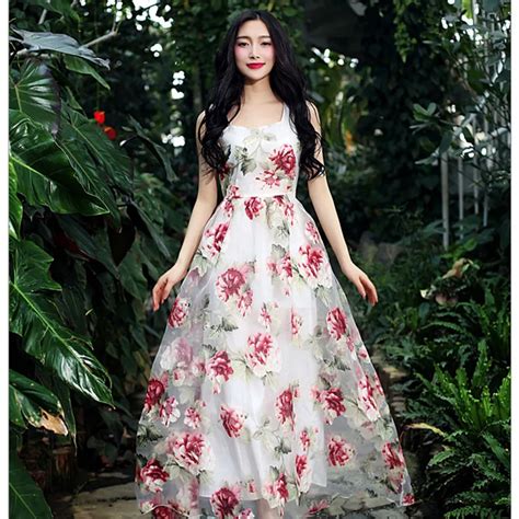 Liuguoqin White Print Dress Dress Explosion Models Dress Korean Shopping 2015 Summer New Korean