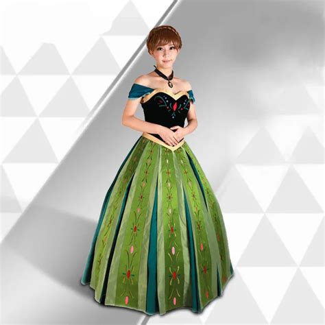 Free Shipping Adult Frozen Princess Embroidery Anna Coronation Cosplay