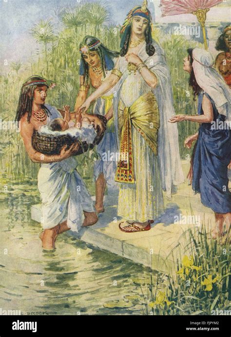 La Hija Del Faraón Encuentra Bebé Moisés Entonces Su