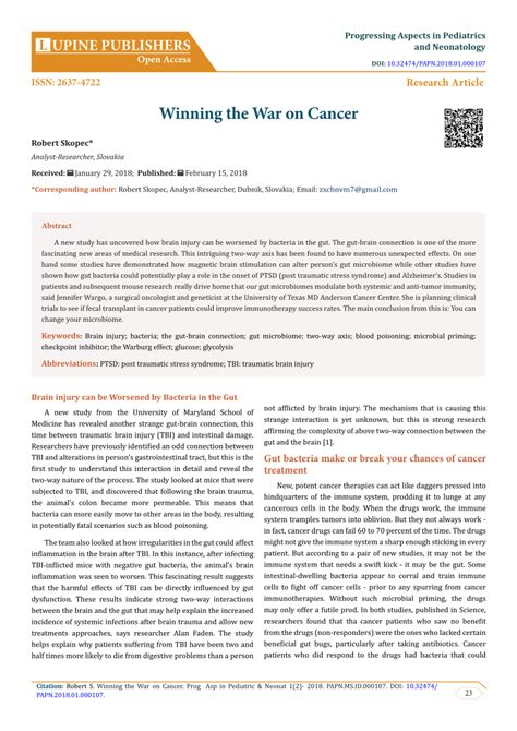 Pdf Winning The War On Cancer
