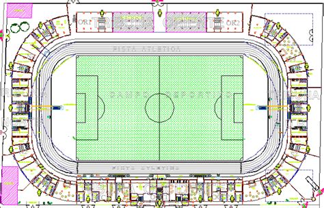 Stadium Architecture Layout And Structure Details Dwg File Cadbull