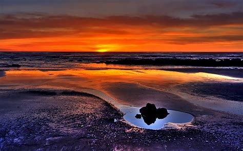 Remind Of Someone Glow Rock Golden Ocean Sunset Wave Beach
