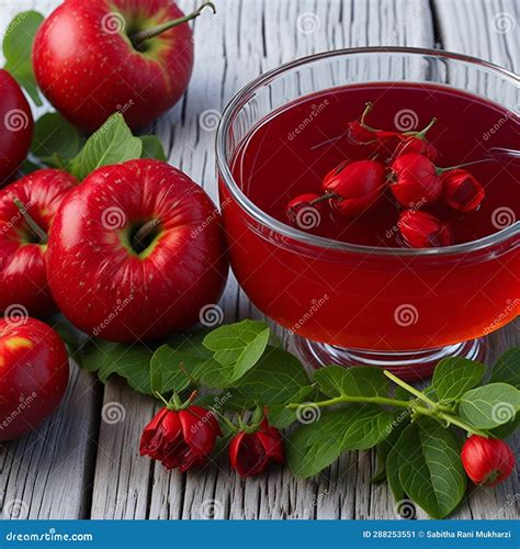 Harmony in a Cup: Roselle, Rose Hips, and Apple Herbal Tea. AI