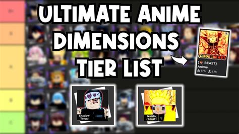 Updated The Ultimate Anime Dimensions Tier List Nardo Beast