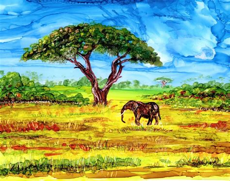 Elephant Painting Safari Painting African Art Wildlife