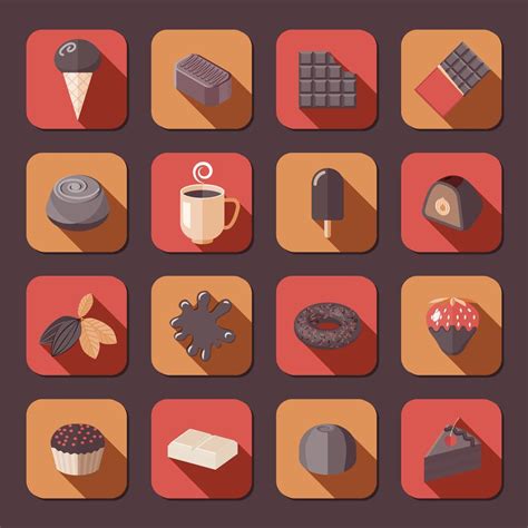 Chocolate Icons Flat 443529 Vector Art At Vecteezy