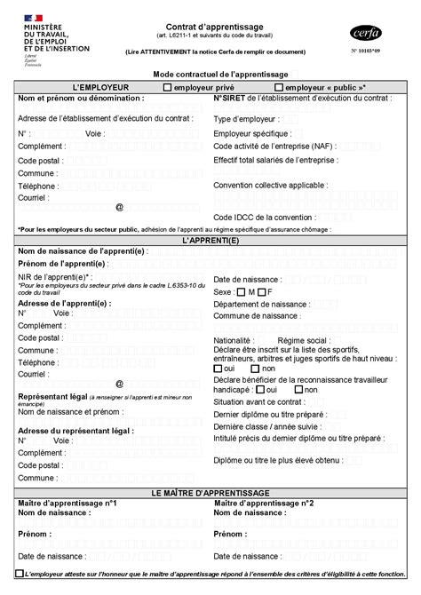 Cerfa Contrat D Apprentissage Notice Image To U