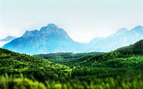 Landscape Nature Tilt Shift Mountain Forest Clear Sky Wallpapers