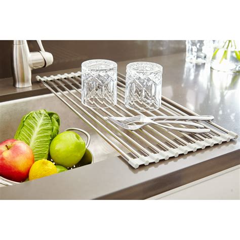 Over The Sink Roll Up Dish Drying Rack 21 L X 95 W Grey Walmart