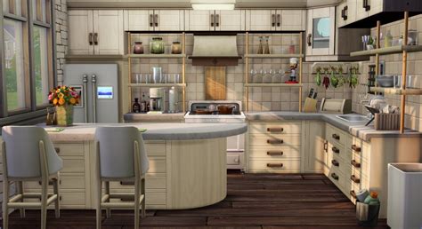A Cozy Kitchen No Cc Is Used Sims 4 Kitchen Sims 4 House Design