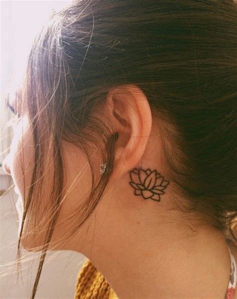 Small Lotus Tattoo Behind The Ear Ink Youqueen Girly Tattoos
