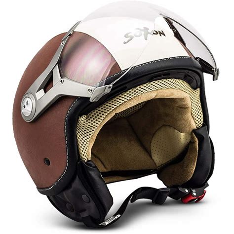 Soxon Sp 325 Vintage Open Face Motorcycle Helmet Xs Brown Secret Sale