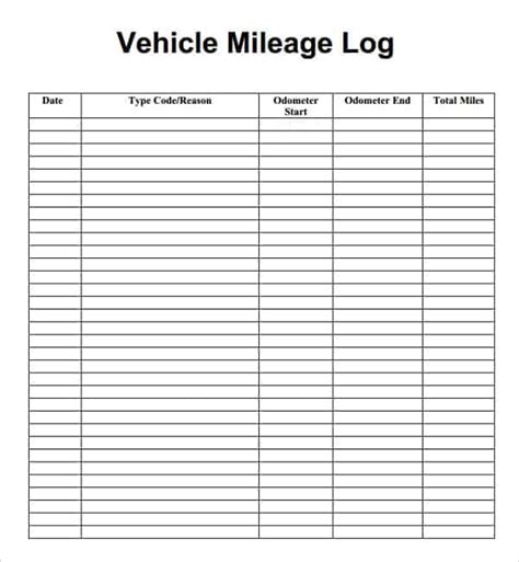 Vehicle Mileage Log Templates Word Excel Pdf Formats