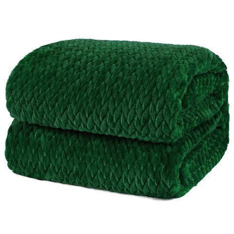 Pavilia Luxury Flannel Fleece Blanket Throw Twin Emerald Green Soft