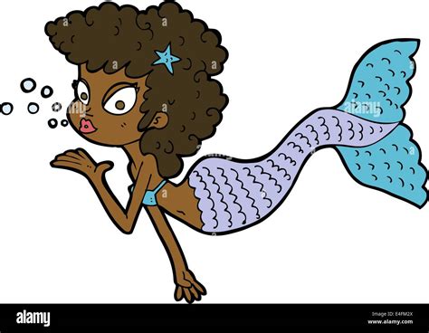 Cartoon Mermaid Blowing Kiss Stock Vector Image And Art Alamy